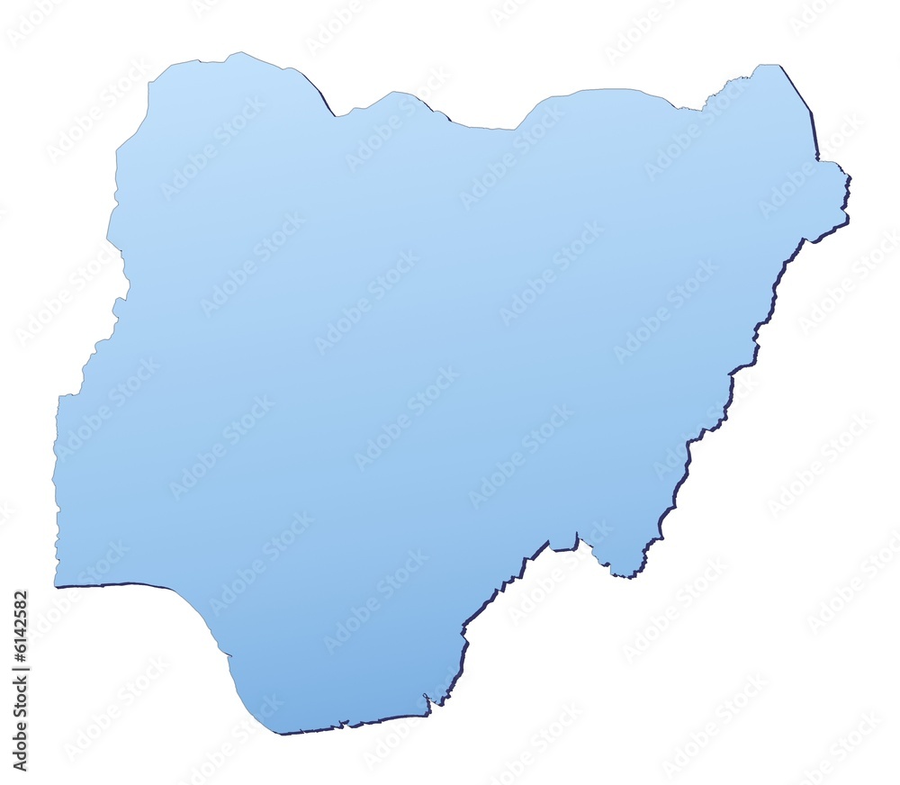 Nigeria map filled with light blue gradient