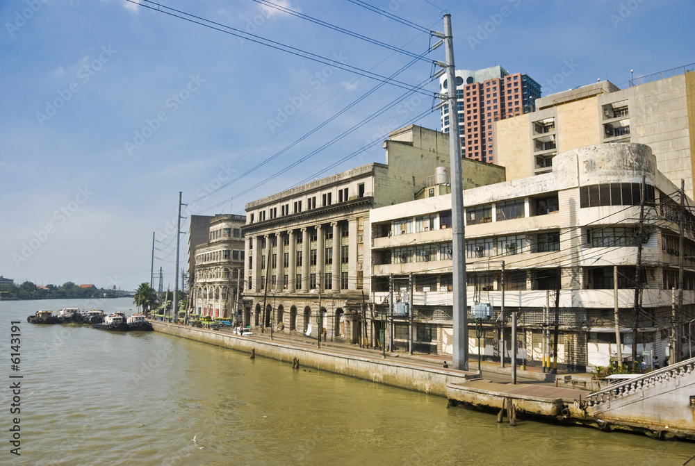 Obraz premium 1940s Building along Pasig River