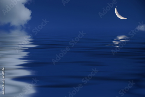 Cloudy blue sky with the moon