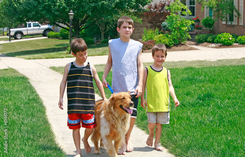 Kids Walking the Dog