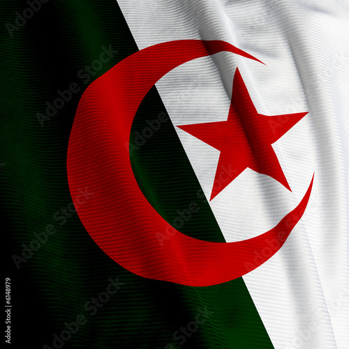 Close up of the Algerian flag, square image