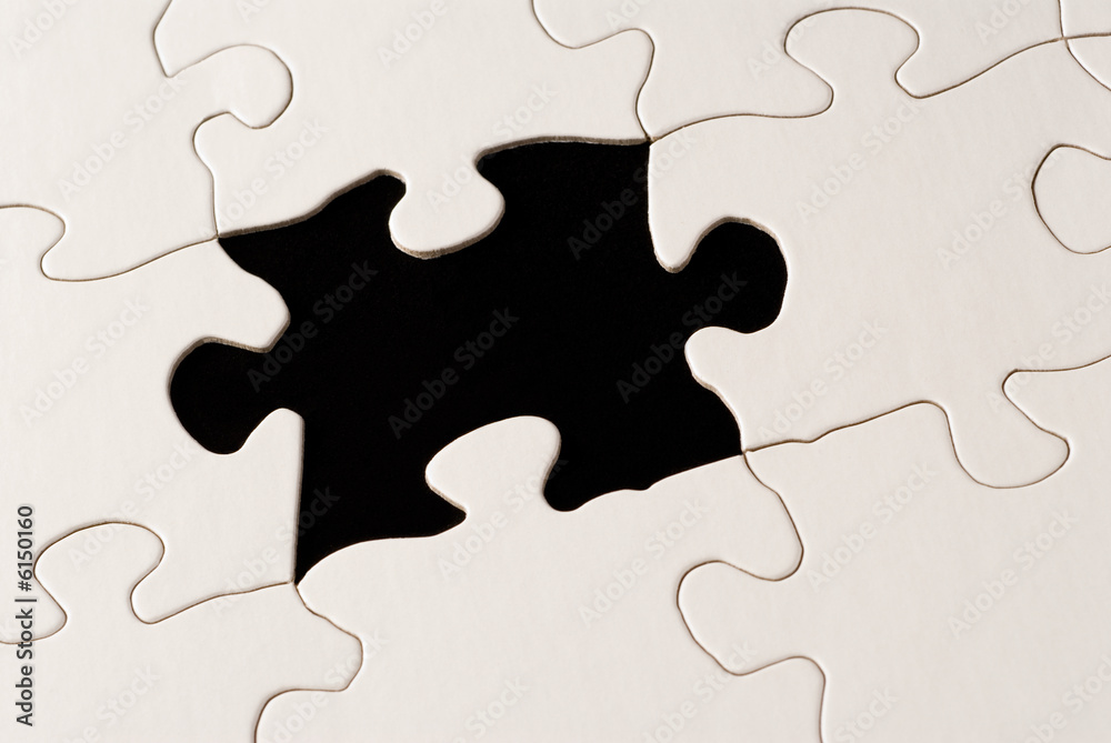 a nearly completed puzzle with a missing piece a nearly completed puzzle with a missing piece
