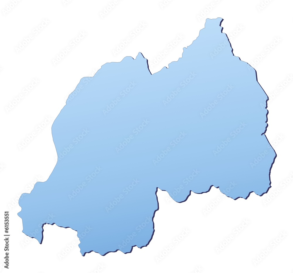 Rwanda map filled with light blue gradient
