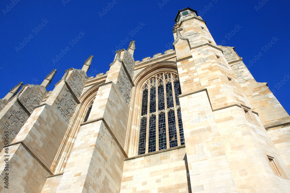 Medieval Eton College Chapel  against a clear blue  Sky