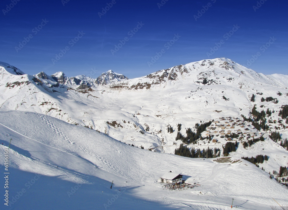 Swiss Alps with ski resort