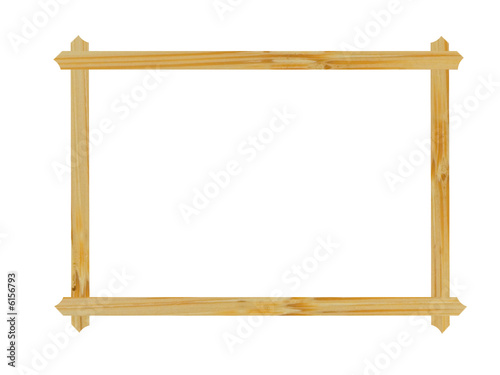 Frame from natural wood on a white background