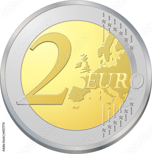 Obraz na płótnie Pièce de deux euros, image vectorielle très détaillée w salonie