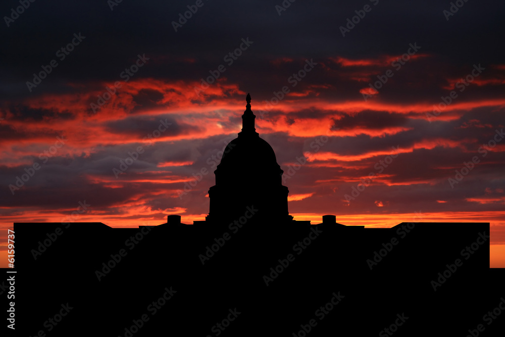 US capitol building Washington DC at sunset illustration
