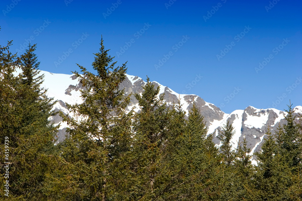 Snow melting on the mountains