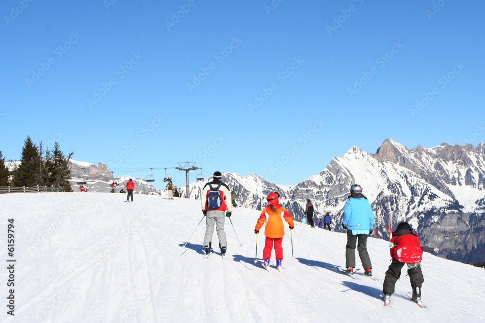 skiers in alps