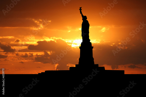 Statue of Liberty New York at sunset