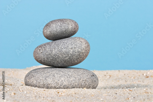 Pebble stack on the seahore in balance.