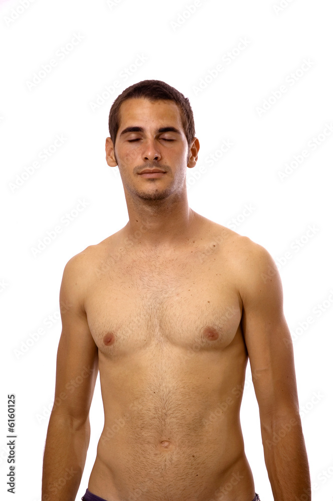 Portrait of hispanic young man with eyes closed - isolated Portrait of hispanic young man with eyes closed - isolated