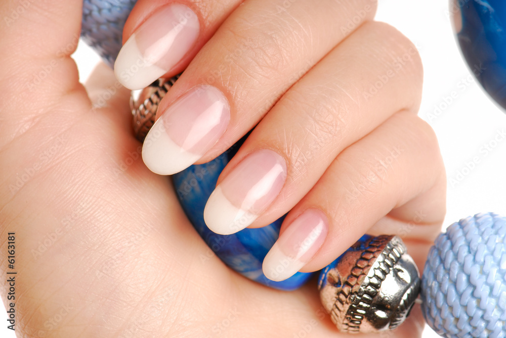 Beauty and luxury woman fingers and france manicure Beauty and luxury woman fingers and france manicure