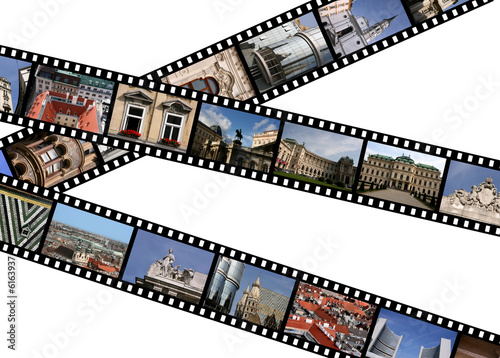 Photography Film strips with travel photos. Vienna, Austria, Europe.
