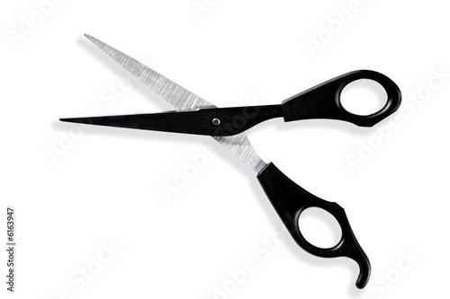 Scissors, open, with clipping path.