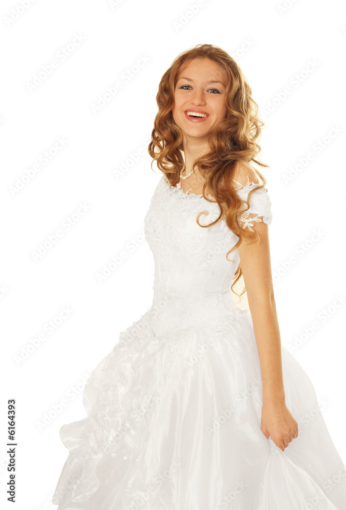 smiling beauty bride isolated on white background