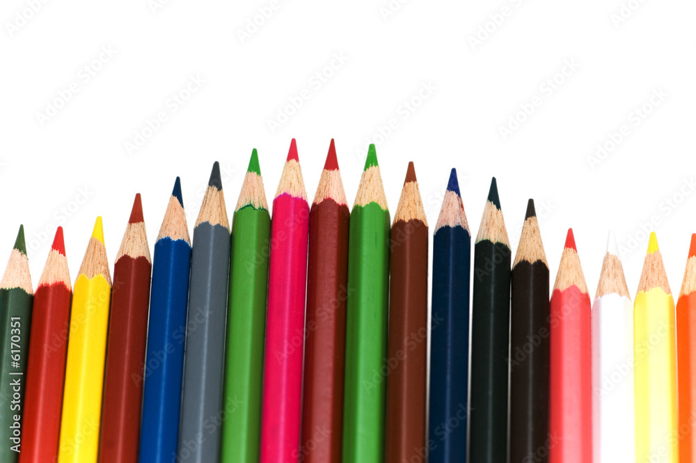 Various colour pencils isolated on the white Various colour pencils isolated on the white