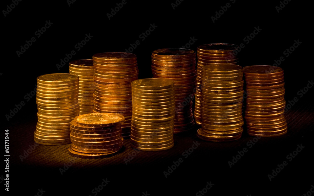 big pile shiny coins on a black background big pile shiny coins on a black background