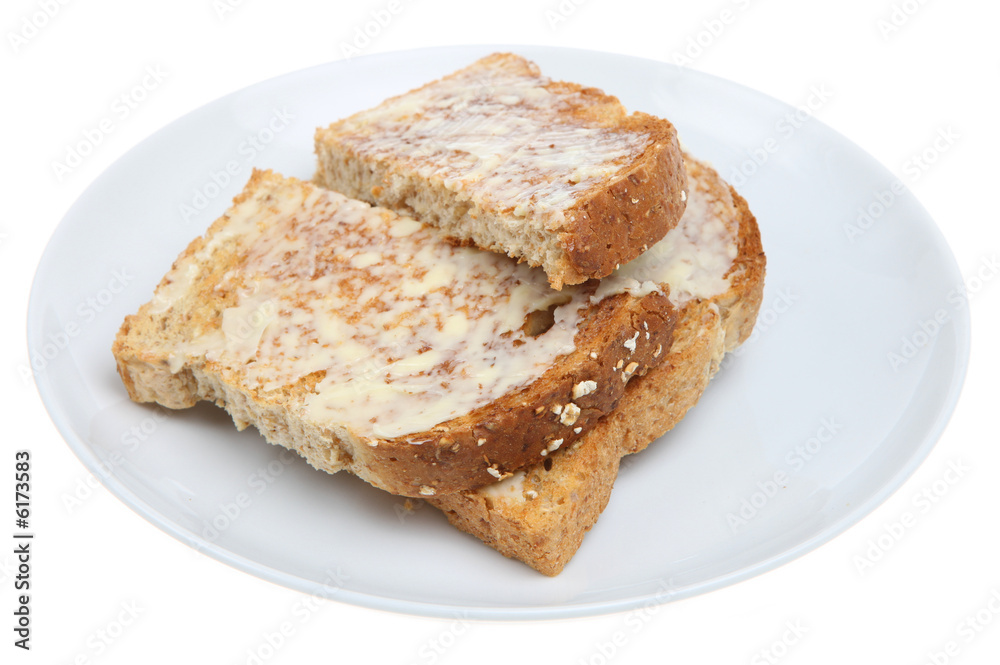 Wholemeal toasted bread with butter