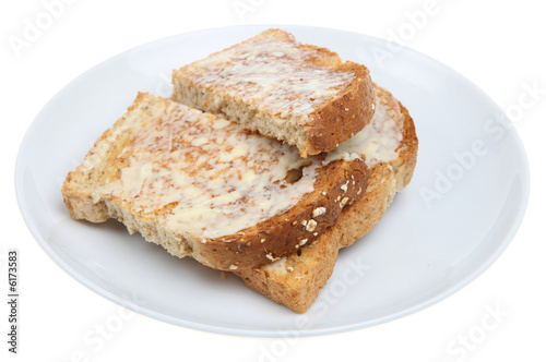 Wholemeal toasted bread with butter