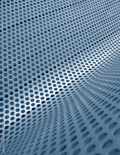 Perforated metallic grid, industrial background