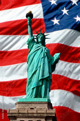Statue of Liberty, American flag
