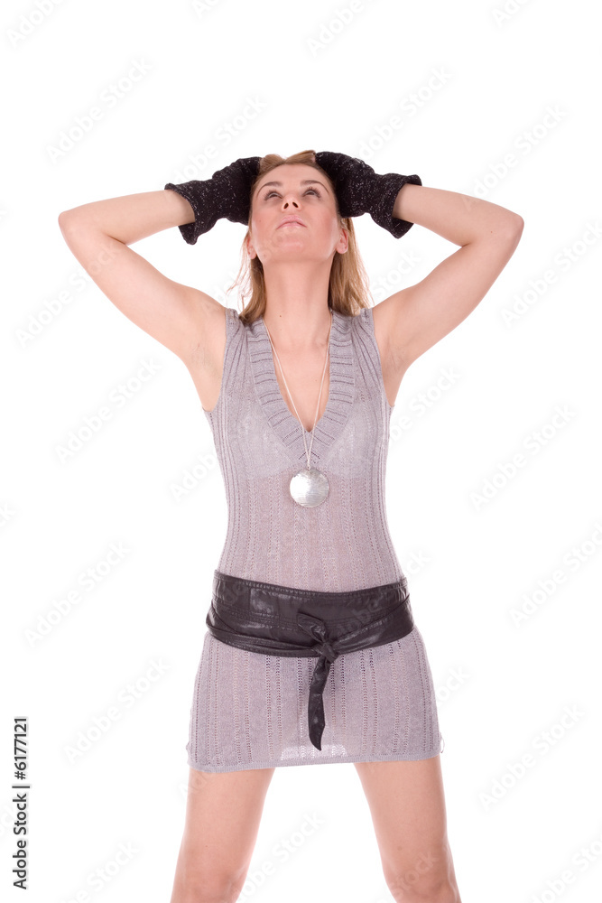 Fototapeta premium Attractive girl isolated on white.