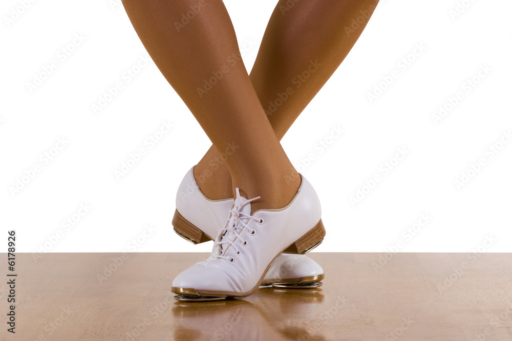 Tap-top/Clog dance steps; on white.