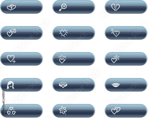 mineral buttons with love icons