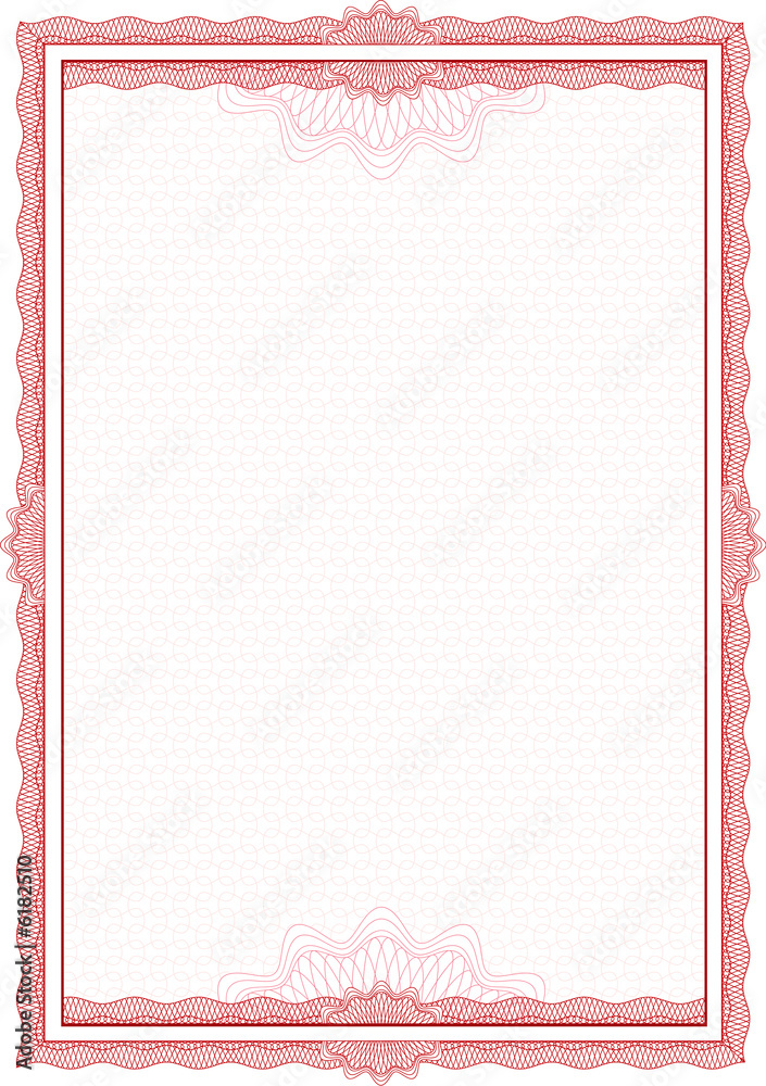 Classic guilloche border for diploma or certificate. A4