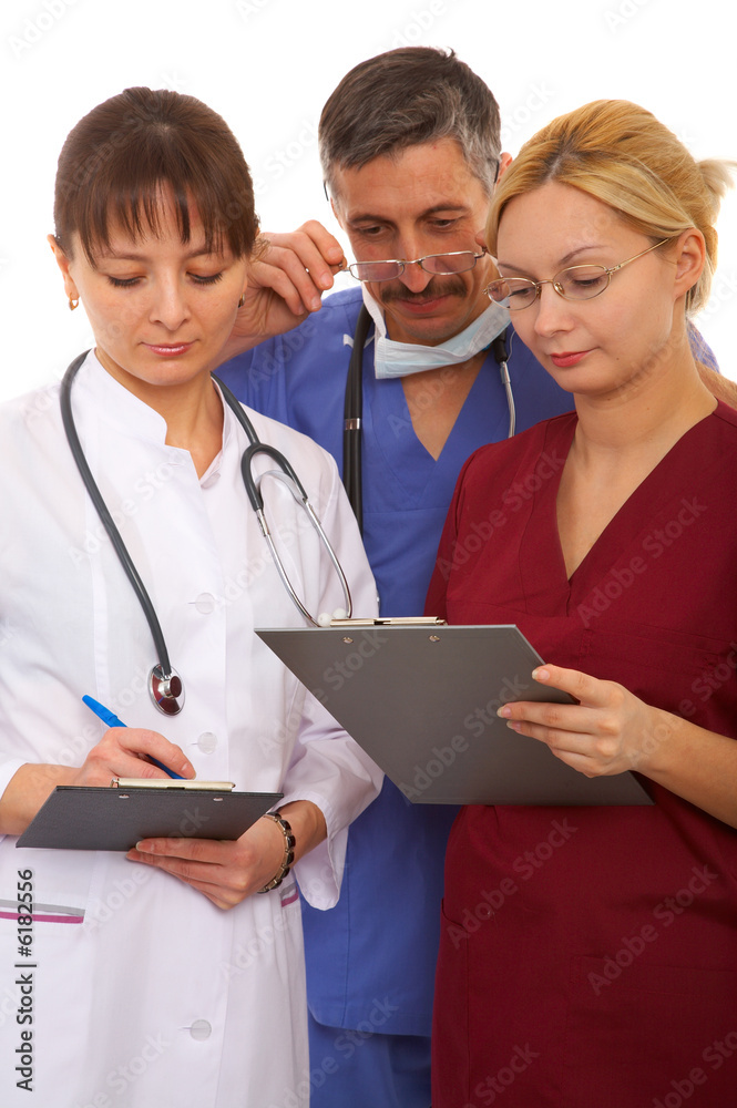 nurse, male and female doctors with schedule list nurse, male and female doctors with schedule list
