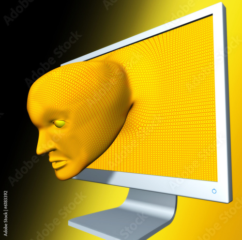 face coming from lcd monitor