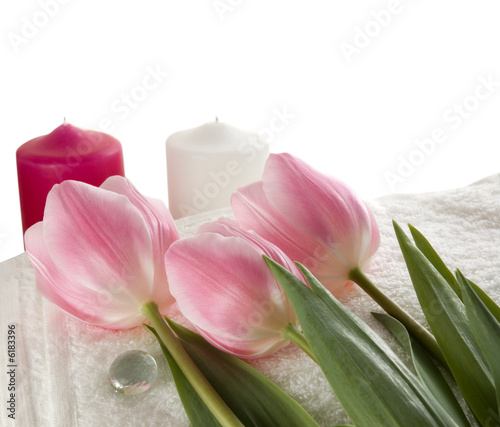 Towels, tulips and candles