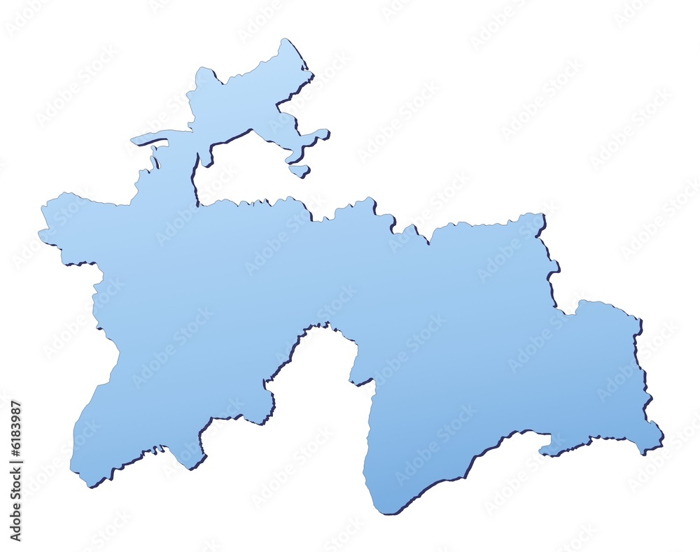 Tajikistan map filled with light blue gradient