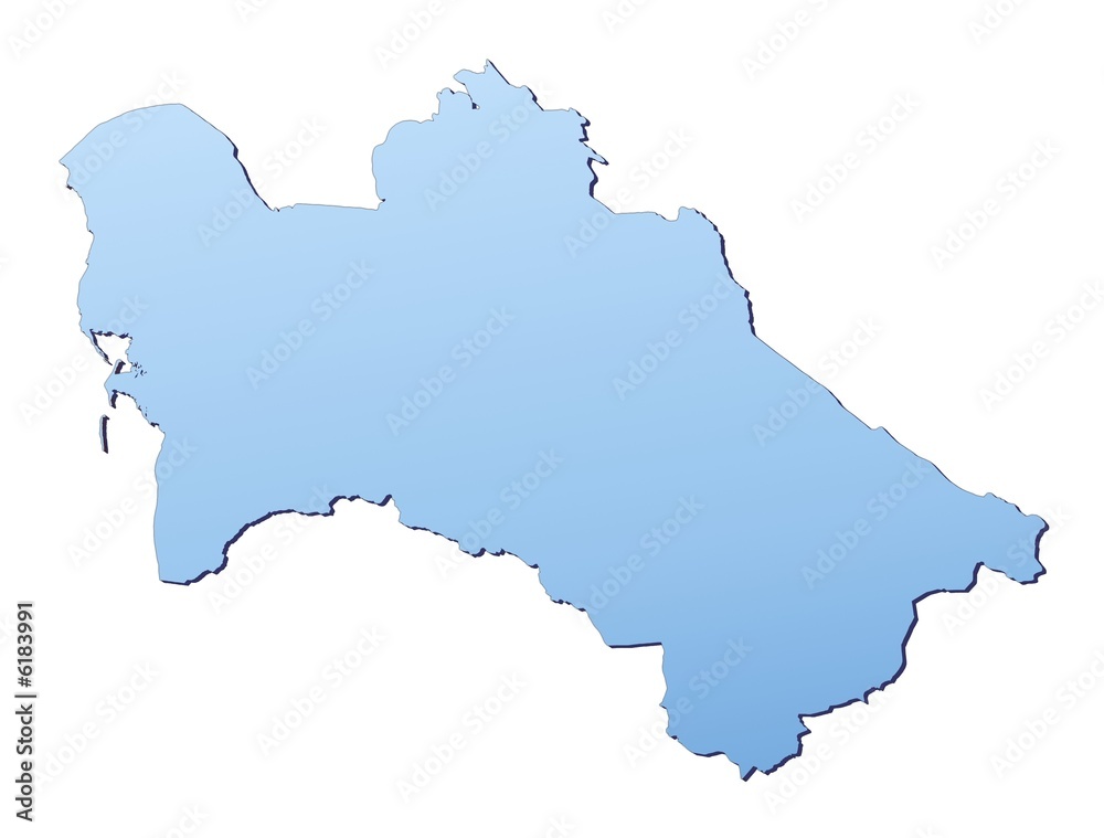 Turkmenistan map filled with light blue gradient