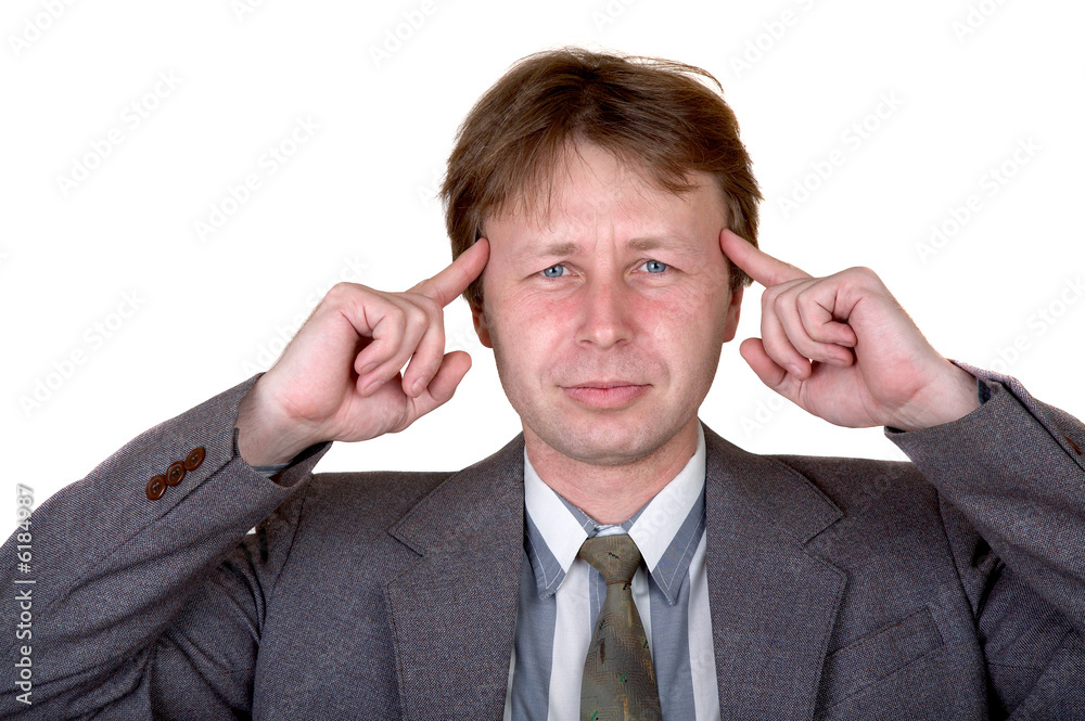 Businessman in grey suit isolated at the white background Businessman in grey suit isolated at the white background