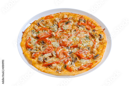 close-up pizza on white background isolated