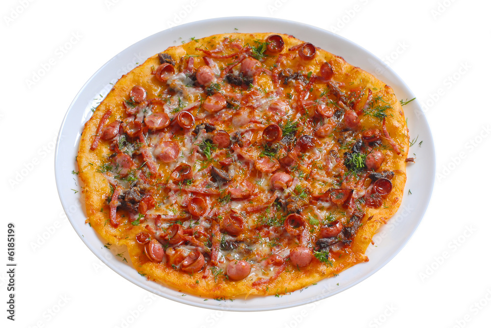 close-up pizza on white background isolated close-up pizza on white background isolated