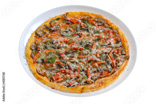 close-up pizza on white backgrownd isolated