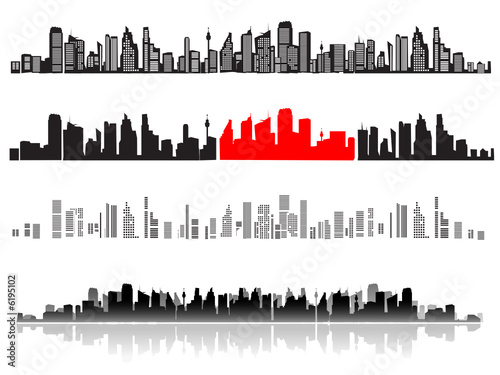 City landscape, silhouettes of houses black
