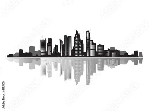 City landscape  silhouettes of houses black 
