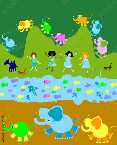 children, toys, elephants a...