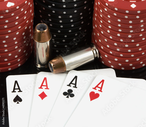 Cards, bullets and poker chips