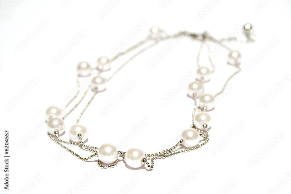 pearl necklace on white isolated background pearl necklace on white isolated background