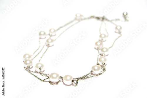 pearl necklace on white isolated background