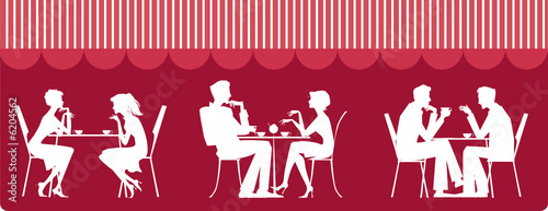 Silhouettes of people sitting at cafe #6204562