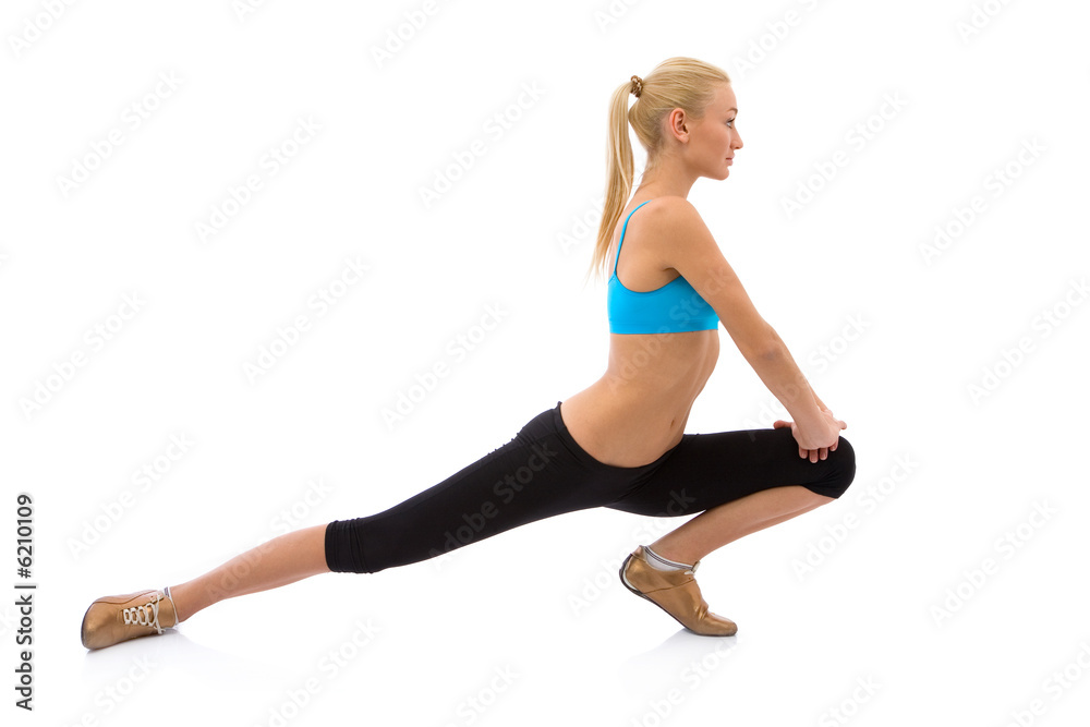 beautiful girl ready to exercise on white background beautiful girl ready to exercise on white background