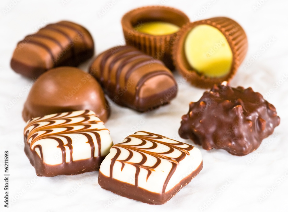 Delicious chocolate on white background
