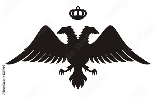 Double headed eagle silhouette with crown